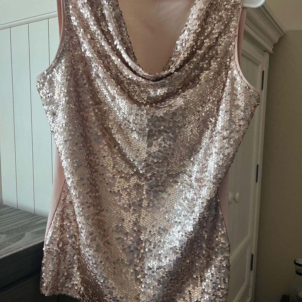 Calvin Klein Sequin Cowl Neck Top